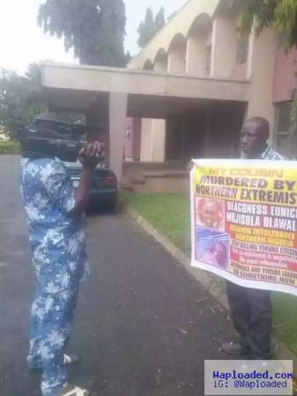 Cousin Of Murdered Preacher Protests In Ibadan (Photos)